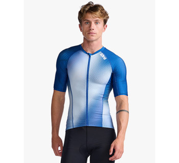 2XU Aero sleeved トライトップ Surf Blue/White | トライアスロンの